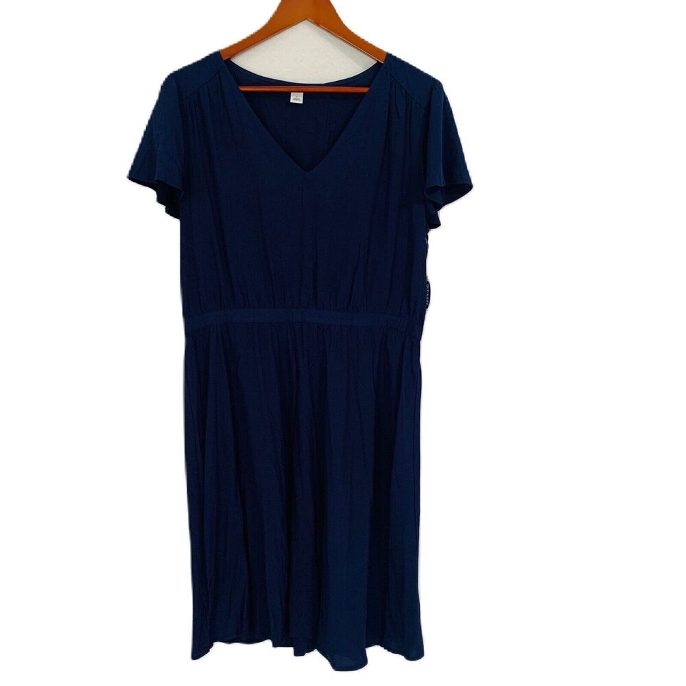 Old Navy Dress Women Size Large Navy Pullover Elastic Waist Office Casual NWT